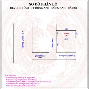 Bán 60m2 tổ 24 thị trấn đông anh giá 4.8 tỷ