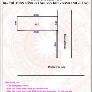 Bán 149m2 Thôn Đồng, Nguyên Khê, Đông Anh, Hà Nội giá 69tr/m2
