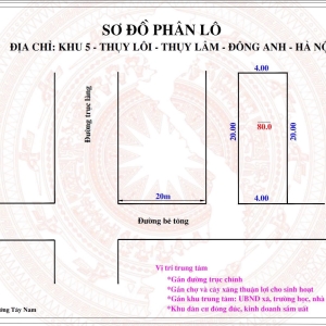 Bán 80m2 đất Thụy Lôi, Thụy Lâm , Đông Anh giá 57tr/m2